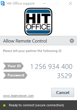 Teamviewer open for online support on hit-office