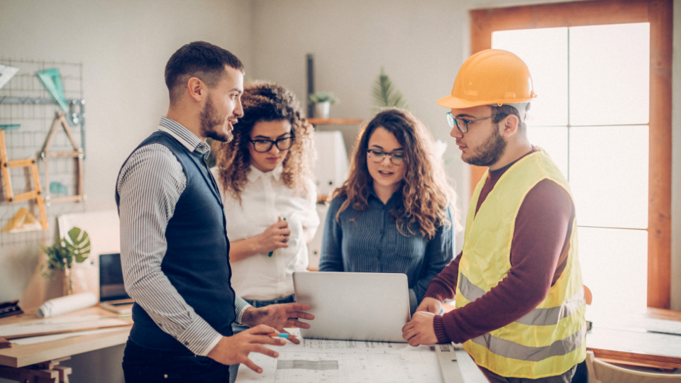 Consultant discussing with a construction contractor